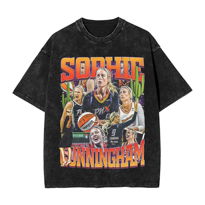 Washed T Shirt Sophie Cunningham T-Shirt High Street Basketball Point God Streetwear Short Sleeve Summer Tops Tees for Men Women