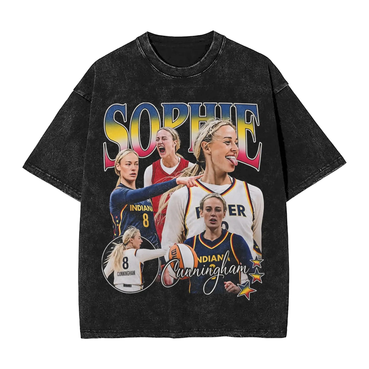 Washed T Shirt Sophie Cunningham T-Shirt High Street Basketball Point God Streetwear Short Sleeve Summer Tops Tees for Men Women