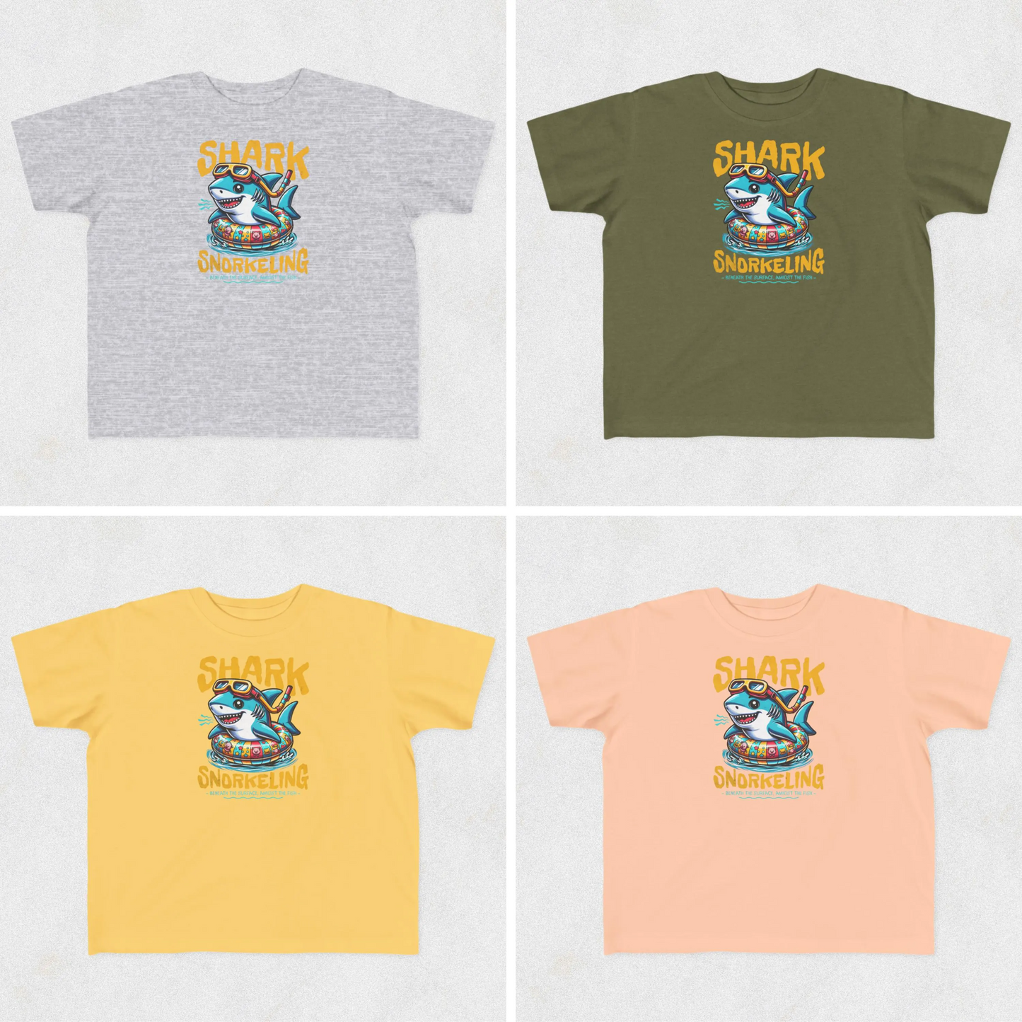 Shark Snorkeling Toddler Shirt, Funny Kids Beach Tee, Shark Graphic Tshirt, Summer Vacation Shirt for Boys Girls, Pool Party Gift for Kids