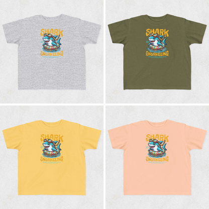 Shark Snorkeling Toddler Shirt, Funny Kids Beach Tee, Shark Graphic Tshirt, Summer Vacation Shirt for Boys Girls, Pool Party Gift for Kids